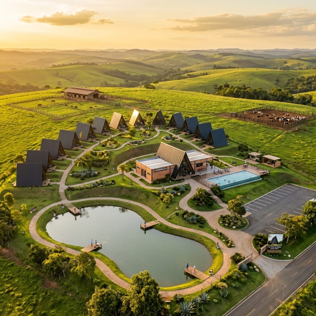Modelo de empreendimento de multipropriedade de chalés da ConstruirCasa
